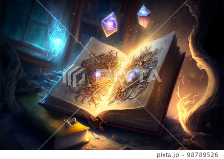 本 魔法 魔導書 ファンタジー 魔女 ゲーム 召喚のイラスト素材 [98789526] - PIXTA