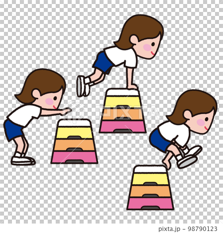 girl jumping vaulting box 98790123