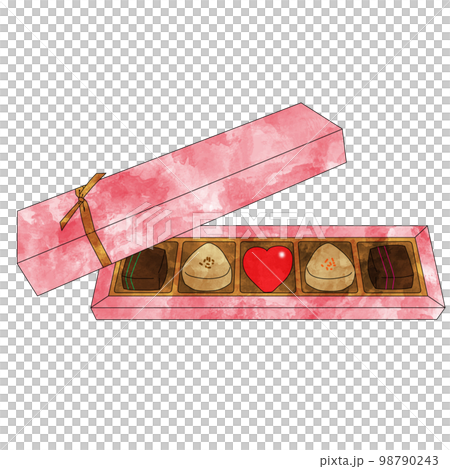 Valentine chocolate watercolor illustration material in a cute box 98790243