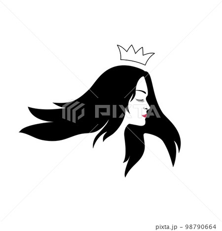 Silhouette portrait in profile of a young lady with a crown. Vector Silhouette portrait in profile of a young lady with a crown. Vector 98790664