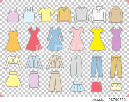 Clothes illustration material set 98790753