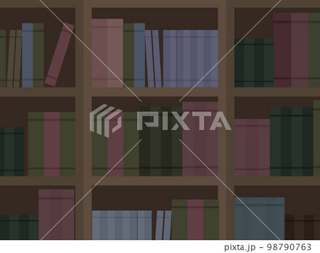 夜の図書館の本棚＿背景イラスト素材 98790763