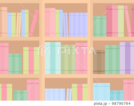 明るい図書館の本棚＿背景イラスト素材 98790764