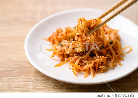 Spicy mung bean sprouts salad (Kongnamul Muchim), Korean food side dish 98791238