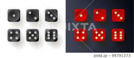 Set of dices in different colors. Vector 98791373