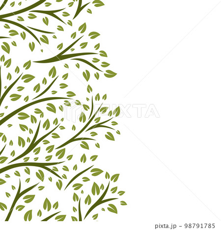 Seamless pattern of sprigs with green leaves. Decorative plants. 98791785
