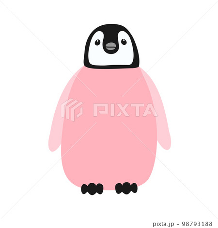 Vector hand drawn flat pink baby penguin 98793188