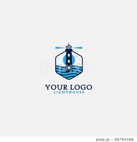 lighthouse logo simple line in blue sea lighthouse logo simple line in blue sea 98794388