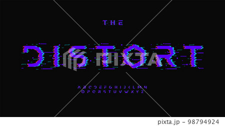 Glitch effect alphabet, digital distorted letters, display error font for futuristic logo, cinematic style headline, loss connect graphic effect typography. Vector typographic design Glitch effect alphabet, digital distorted letters, display error font for futuristic logo, cinematic style headline, loss connect graphic effect typography. Vector typographic design 98794924