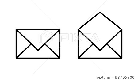 未開封メールと開封済みのメールアイコンセット。レターセット。ベクター。 98795500
