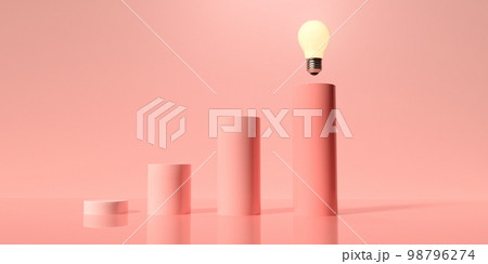 Idea light bulbs on the podiums - 3D 98796274