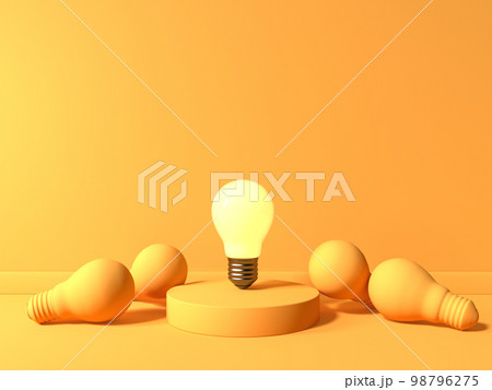 One out unique idea light bulb - 3D 98796275