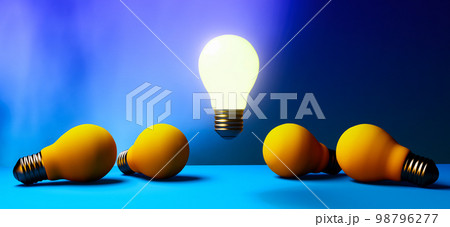 One out unique idea light bulb - 3D 98796277