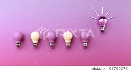 One out unique idea light bulb - 3D 98796278