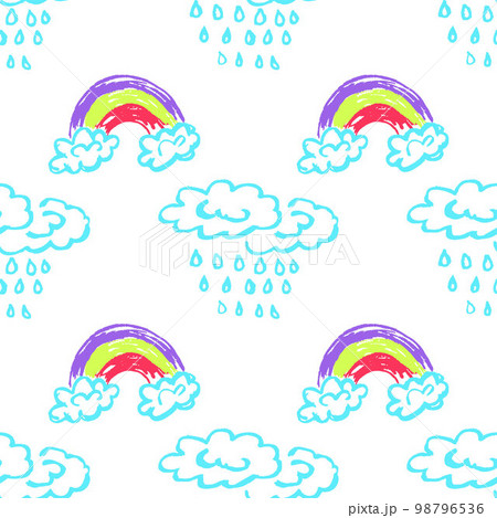 Seamless pattern. Children's drawings with wax crayons Seamless pattern. Children's drawings with wax crayons 98796536