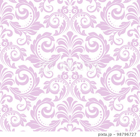 Floral pattern. Vintage wallpaper in the Baroque style. Seamless vector background. White and pink ornament for fabric, wallpaper, packaging. Ornate Damask flower ornament 98796727