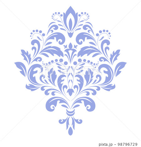 Damask graphic ornament. Floral design element. Blue and white vector pattern 98796729