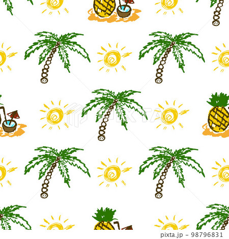 Seamless pattern. Children's drawings with wax crayons 98796831