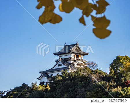秋の国宝犬山城の景色 98797569