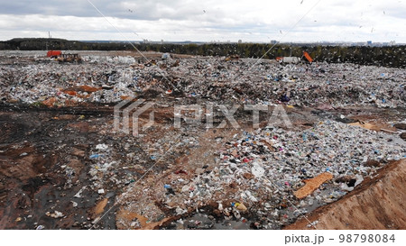 Large landfill near the metropolis. View from the drone. 98798084