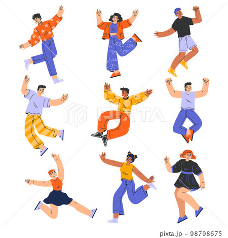 Happy People Characters Rejoicing and Cheering Having Positive Mood Vector Set Happy People Characters Rejoicing and Cheering Having Positive Mood Vector Set 98798675