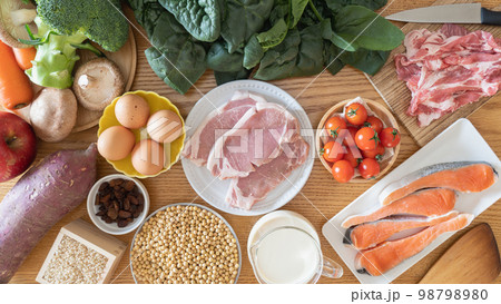 テーブルいっぱいの食材 98798980