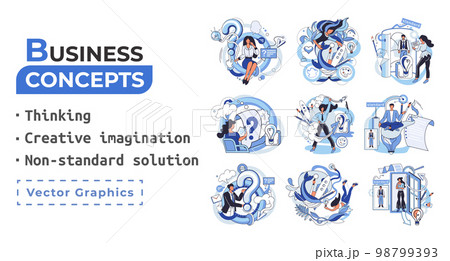 Creative thinking. People different mental mindset types or models creative. Imaginative logical and structural thinking 98799393