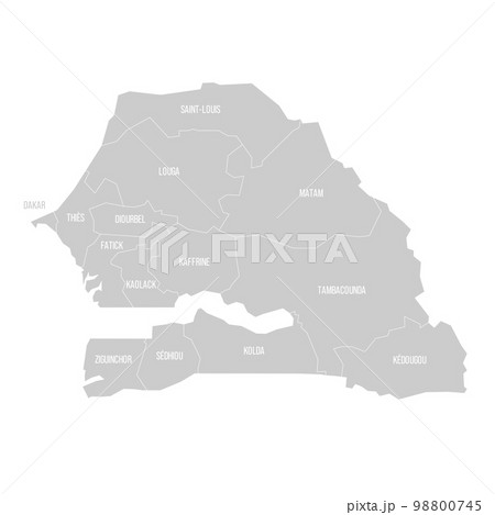 Senegal political map of administrative divisions Senegal political map of administrative divisions 98800745