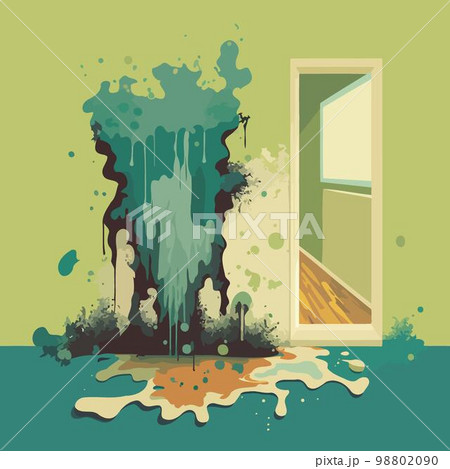 musty wall of contaminated room mold fungus 98802090