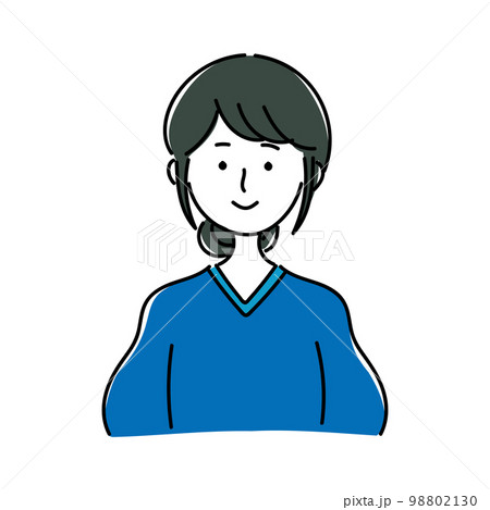 青い服を着て黒髪をおだんごにしてまとめている女性のアイコン 青い服を着て黒髪をおだんごにしてまとめている女性のアイコン 98802130