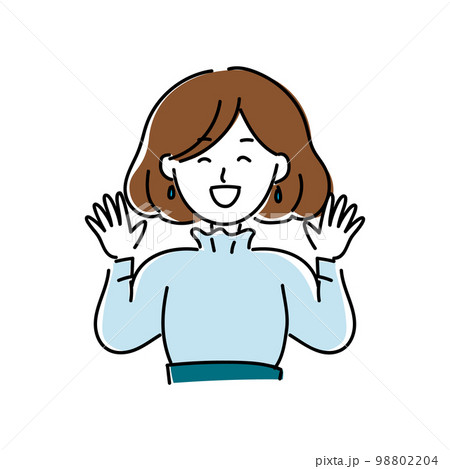 水色の服を着たボブで茶髪の女性が喜んでいるアイコン 水色の服を着たボブで茶髪の女性が喜んでいるアイコン 98802204