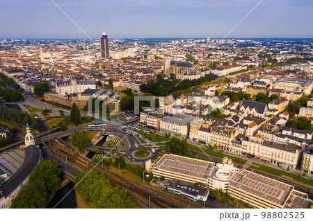 Aerial view of french city Nantes 98802525