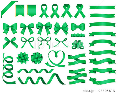 リボンのあしらいセット_グリーン 98803813