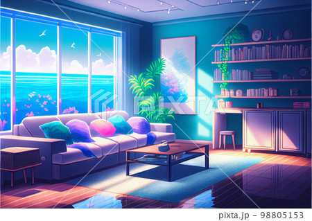 オーシャンビューのリビングルーム AI画像 オーシャンビューのリビングルーム AI画像 98805153