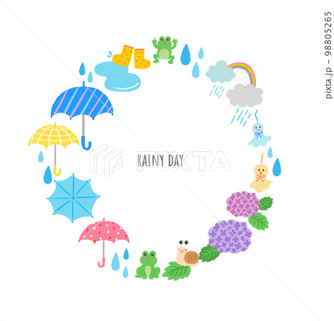 雨の日　梅雨のイラストのフレーム 98805265