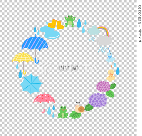 雨の日　梅雨のイラストのフレーム 98805265