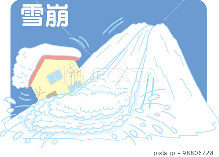 雪崩_家_背景色_文字あり 98806728