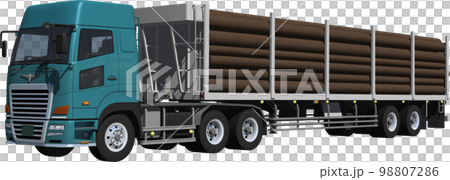 特定メーカーをイメージさせないオリジナル大型トレーラー木材車、切抜き画像イラスト 特定メーカーをイメージさせないオリジナル大型トレーラー木材車、切抜き画像イラスト 98807286