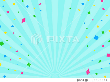紙吹雪と集中線の背景素材　水色背景 98808234