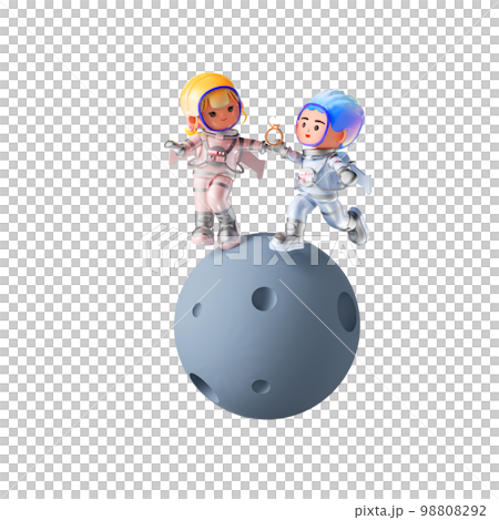 情人節情侶卡通人物的 3D 渲染 98808292