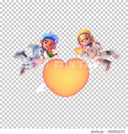 情人節情侶卡通人物的 3D 渲染 情人節情侶卡通人物的 3D 渲染 98808293