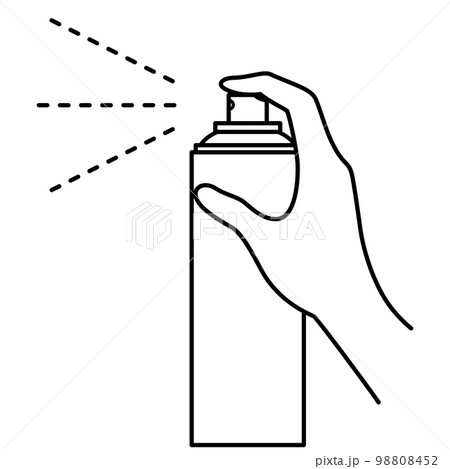 手　スプレー缶　噴霧　白黒　背景透明 98808452