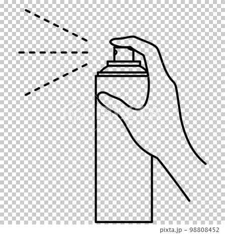 手　スプレー缶　噴霧　白黒　背景透明 98808452