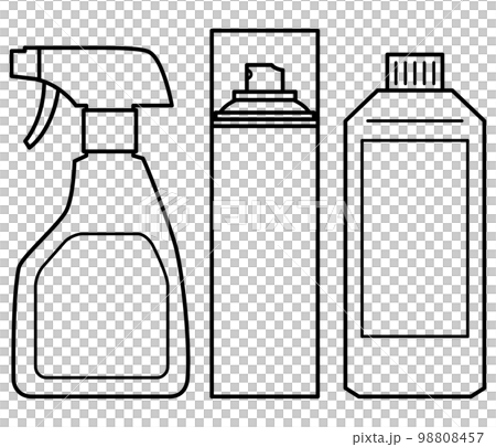 噴霧瓶、噴霧罐、瓶容器、黑白、透明背景 噴霧瓶、噴霧罐、瓶容器、黑白、透明背景 98808457