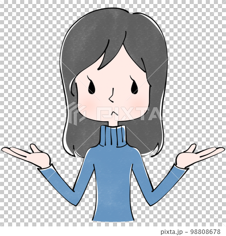 一個女人做出完全不知道的手勢的插圖 98808678