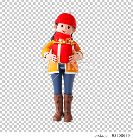 3D 渲染的時尚潮流購物卡通女性角色 98808689