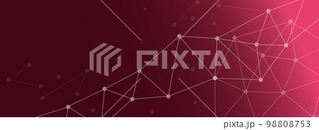 赤色グラデーション背景にシナプスと化学式をイメージした幾何学模様で描かれたバナー用ベクター画像 赤色グラデーション背景にシナプスと化学式をイメージした幾何学模様で描かれたバナー用ベクター画像 98808753