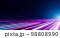 3d rendering sci fi and technology background. Pink and light blue light trail on dark background. 98808990