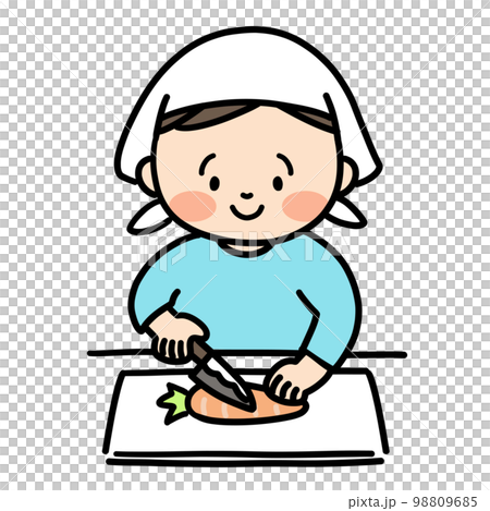 做飯的孩子 切菜的男孩 98809685