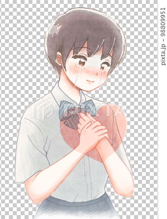 Illustration for educational welfare, a student who hugs a hurt heart and cares Illustration for educational welfare, a student who hugs a hurt heart and cares 98809951